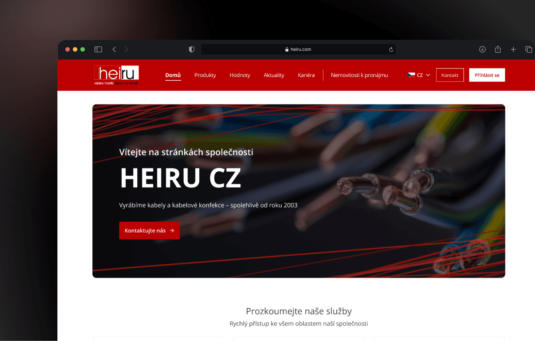 Modernized website homepage