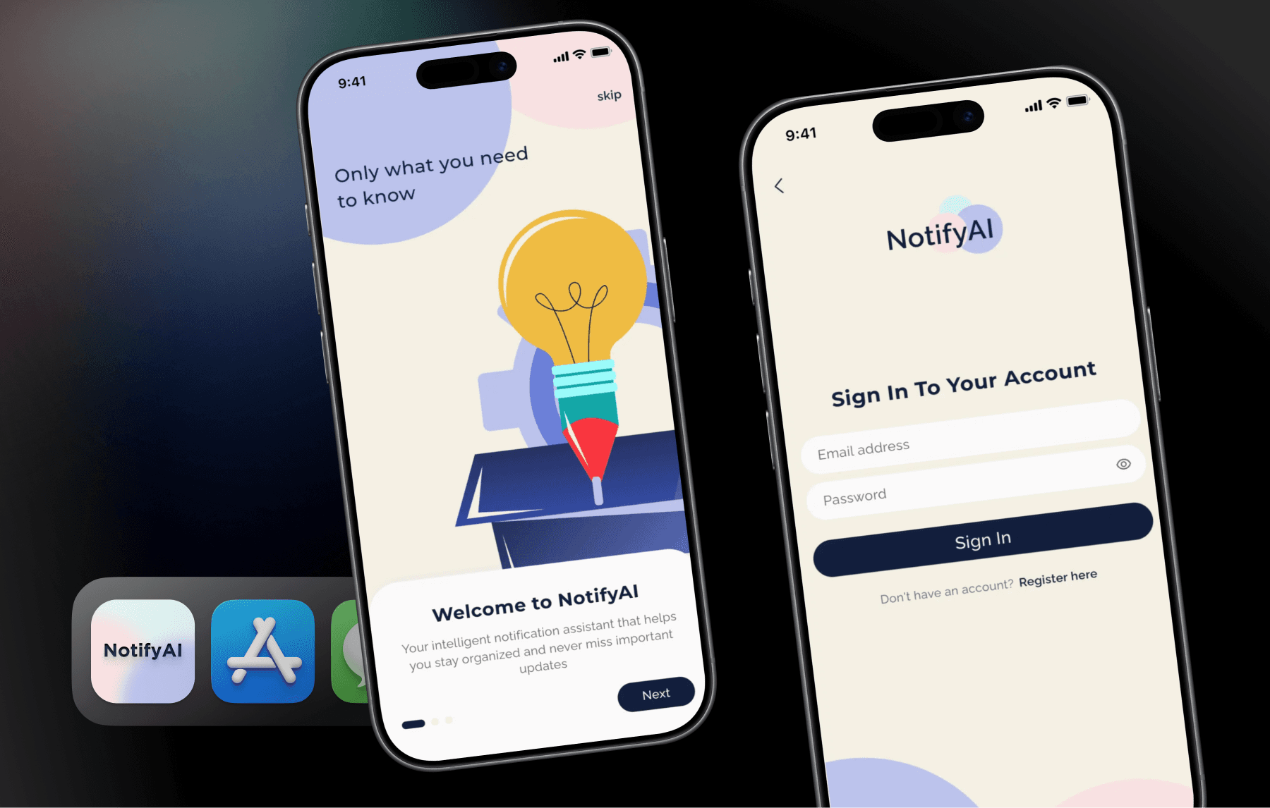 Welcome screens and login